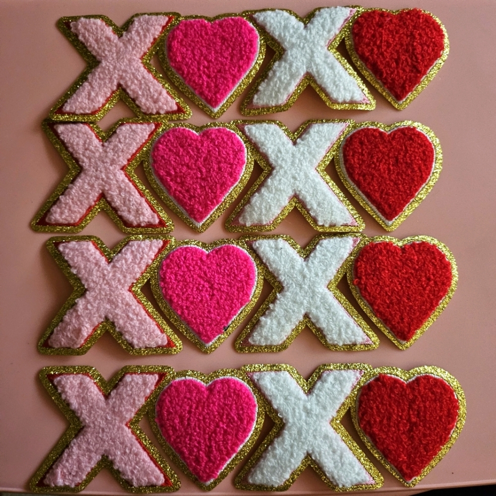 Valentine's XOXO Glitter Trim Iron Patch